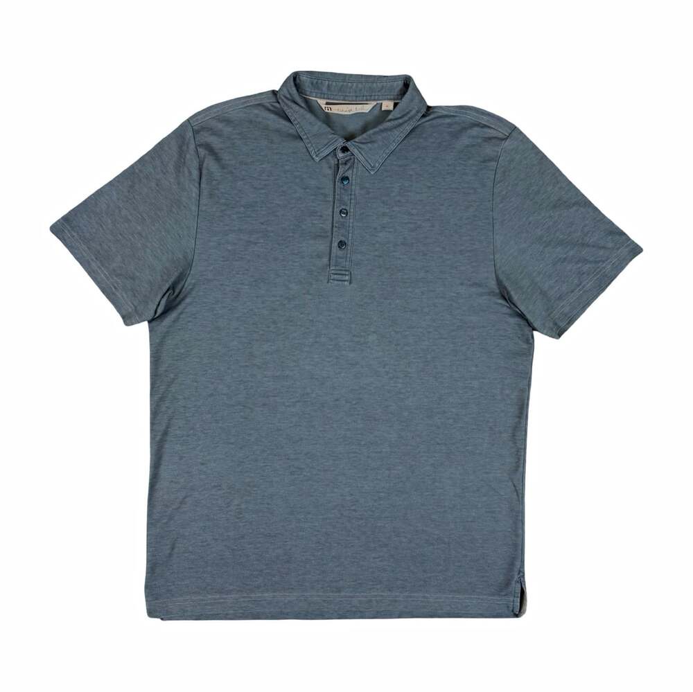 TravisMathew Men’s Solid Blue Short Sleeve Collared Polo Shirt Size XL